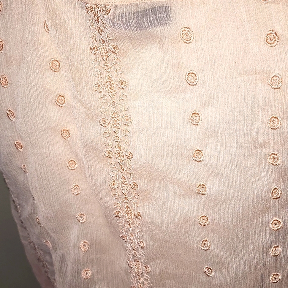"ARCHEOLOGIE" PEACH SHEER EMBROIDERED MAXI TUNIC TOP SZ UK 12 (US 8) - Picture 8 of 10